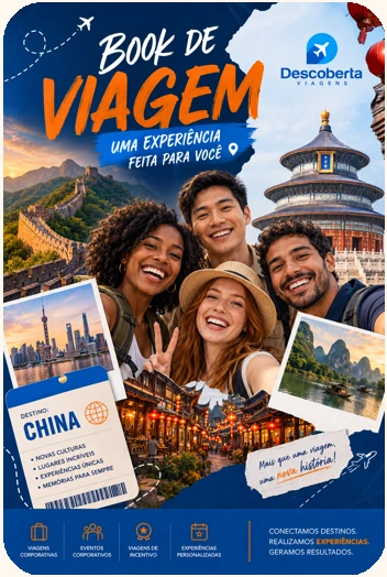 Capa ilustrativa do book de viagem Descoberta Viagens