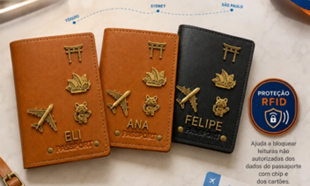 Capas de passaporte personalizadas com proteção RFID